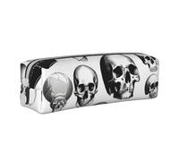 SpaRcz Estuche para lápices con Dibujo de colección de Calavera Humana, Estuche de Cuero con Cremallera Simple, Color 7, 21x5x5,5cm