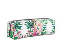 SpaRcz Estuche para lápices con diseño de Flores, Color Rosa, Blanco, Hojas Verdes, de Piel, con Cremallera, Color 8, 21x5x5,5cm