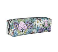 SpaRcz Estuche para lápices con diseño de Hojas Verdes, diseño de pájaros, Mariposas, Flores, Bolsa de lápices con Cremallera Simple de Cuero, Color 2, 21x5x5,5cm