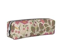 SpaRcz Estuche para lápices con diseño de Hojas Verdes y Flores Rosas, Estuche de Cuero con Cremallera Simple, Color 4, 21x5x5,5cm