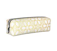 SpaRcz Estuche para lápices con Estampado Floral Dorado de Lujo, Estuche de Cuero con Cremallera Simple, Color 2, 21x5x5,5cm
