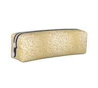 SpaRcz Estuche para lápices con Estampado Floral Dorado de Lujo, Estuche de Cuero con Cremallera Simple, Color 4, 21x5x5,5cm