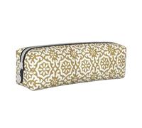 SpaRcz Estuche para lápices con Estampado Floral Dorado de Lujo, Estuche de Cuero con Cremallera Simple, Color 10, 21x5x5,5cm