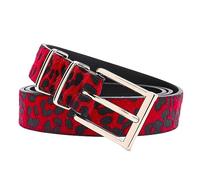 SpaRcz Hombres 2 cm Cuero sintético Moda Cinturón Casual Estampado de leopardo Cinturón, Rojo, 115 cm