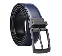 SpaRcz Hombres 3.3 cm Cuero Universal Cinturón Negocio Cinturón de cuero reversible Cinturón, Azul Oscuro Negro, 100 cm