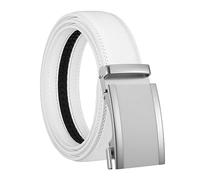 SpaRcz Hombres 3.5 cm Cuero Moda Cinturón Negocio Suave Cinturón, Blanco, 110 cm