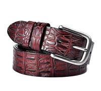 SpaRcz Hombres 3.8 cm Cuero patrón de cocodrilo Cinturón Casual Ajustable Cinturón, Marron oscuro, 110 cm