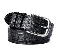 SpaRcz Hombres 3.8 cm Cuero patrón de cocodrilo Cinturón Casual Ajustable Cinturón, Negro, 110 cm