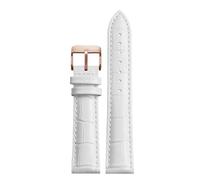 SpaRcz Patrón de cocodrilo con hebilla de correa de reloj de cuero genuino con unisex 12-20mm, Oro rosa blanco, 15mm