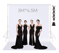 Spardar Blanco Screen 3M x 4.5M Tela de Fondo fotográfico Puro algodón Muselina Pantalla Blanco Plegable Fondo de Estudio fotográfico para fotografía de Moda Sistema de telón de Fondo de Video