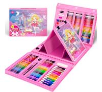 Spardar Kit De Dibujo para Niños - 240 Piezas con Caballete Triple, Pasteles al Óleo, Crayones, Marcadores, Pastel De Acuarela - Regalo para Principiantes Artistas