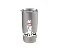 Spare Me Funny Bowling Pin Wordplay Juego de palabras Juego de palabras Bowler Broma Mendicidad Vaso térmico de acero inoxidable de doble pared