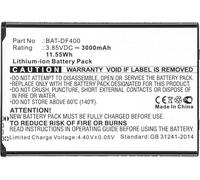 Sparepart: CoreParts Battery for Bluebird Barcode Scanner 11,55Wh Li-Ion 3,85 V, BUF400BL BAT-DF400 BAT-EF400 (Scanner 11,55 WH Li-Ion 3,85 V 3000 mAh, Black for EF400)