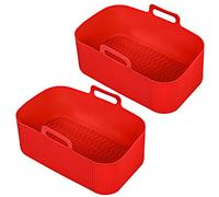 SPARES2GO Cajón Liner Silicona Cesta compatible con Salter EK4548 EK4750 EK5196 Air Freidora (Paquete de 2, Rojo)