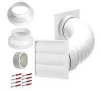 SPARES2GO Kit de ventilación externa de aire acondicionado de 4 pulgadas, 5 pulgadas, 6 pulgadas, 100 mm, 125 mm, 150 mm, juego universal de conductos de pared exterior (blanco)