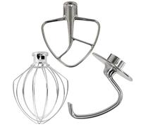 SPARES2GO KSM5TH3PSS - Juego de 3 piezas de acero inoxidable para batidor de masa KitchenAid con cabezal inclinable K45 KSM75 KSM90 KSM95 SM100 KSM103 KSM110