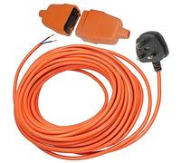SPARES2GO Reparación de cables de 12 m + enchufe de extensión para | Cable de exterior con enchufe y conector de 2 pines de núcleo, 12 metros, se adapta a desbrozadoras de jardín, cortasetos
