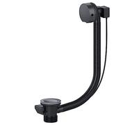 SPARES2GO Tapón giratorio combinado de residuos de baño, 40 mm, trampa desplegable de desbordamiento (negro)