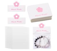 Sparkeads 100 bolsas de exhibición de pulseras para pequeñas empresas, paquete de aretes pequeños, cabeza de tarjeta de flores rosas con bolsa transparente para llavero, joyería, clip para el cabello
