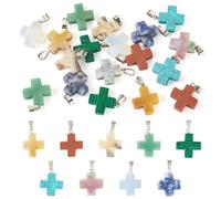 Sparkeads 18 dijes de cruz de piedra con piedras preciosas, collar de cruz para mujer, abalorios de Pascua, cuentas gruesas para Pascua, Eid Mubarak, Ramadán, decoración, collar, aretes, pulsera,