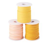 Sparkeads 3 rollos de cordón plano de cuero de 2 mm, hilos de ante sintético, cuerda de encaje de cuero, cuerda trenzada de joyería, cordón de cuentas para pulsera, collar, aretes, fabricación de