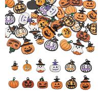 Sparkeads 36 colgantes de calabaza con temática de Halloween, dijes esmaltados de fantasmas de dibujos animados para collares, aretes, pulseras, fabricación de joyas