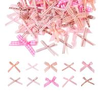 Sparkeads 50 mini lazos rosas hechos a mano para clip de pelo, boda, San Valentín, mujeres, costura, fiesta de cumpleaños, manualidades, álbumes de recortes, decoración