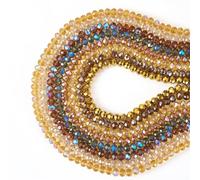 Sparkeads 520 cuentas redondas de cristal de 8 mm, facetadas marrón y amarillo, para joyas, pulseras, aretes y manualidades