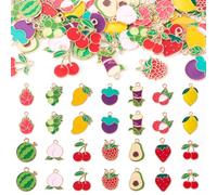 Sparkeads 56 colgantes esmaltados de aleación de fresa con 14 estilos de frutas, oro claro, mango, cereza, colgantes para collares, aretes, pulseras, fabricación de joyas