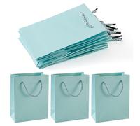 Sparkeads 6 bolsas de papel kraft con asa de cinta, bolsas de compras portátiles para pequeñas empresas, fiestas, cumpleaños, bodas, despedidas de soltera, 2.36 x 4.33 x 5.12 pulgadas (azul)