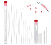 Sparkeads Juego de 48 agujas de cuentas de ojo grande, agujas rectas para cuentas con botella para hacer joyas, pulseras, collares, herramientas de cuentas de semillas
