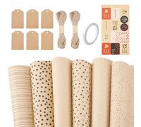 Sparkeads Juego de 6 papeles de regalo de trigo de 27.5 x 19.6 pulgadas, papel rectangular de papel kraft con rayas de corazón para Navidad, vacaciones, cumpleaños, despedida de soltera, Acción de