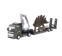 SparkFeng 1:50 Camión de Juguete con Remolque de Dinosaurio, Modelo de camión Portador de Dinosaurios de aleación con Detalles realistas, Set de Juguetes de camión transportador de