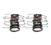 SparkFeng 2 Set Hand - Woven Leather Bracelet, Woven Bracelet for Men and Women, Vintage Craft Accessories with Natural Texture, Stackable Wrap Bracelet for Work Travel Party