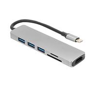 SparkFeng Adaptador concentrador de Interfaz Multimedia de Tipo C a HD 6 en 1, convertidor de vídeo y Audio USB 3.0 con Salida 4K@30Hz, estación de Acoplamiento de Tipo C de aleación de