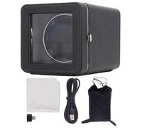 SparkFeng Devanadera automática para relojes, caja devanadera automática para relojes con 5 modos de rotación, devanadera para relojes de cuero PU con fuente de alimentación USB tipo C para (Negra)