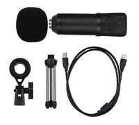 SparkFeng Portable Condenser USB Microphone, USB Microphone for PC Laptop, Cardioid Polar Pattern High Sensitivity Mic with Tripod Stand and Foam Windscreen, Plug and Play for Online Singing (Negra)