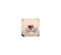 Sparking Red Love Halo Halo Ring Ring 925 STERLING Silver Cubic Zirconia Solitare Commement Declare Declare para mujeres Baras de boda de aniversario de diamantes simulados Conjuntos de novia