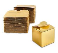 Sparkle and Bash Cajas de recuerdo de lámina dorada, paquete de 100 unidades, cubo de 2.5 pulgadas, cajas de fiesta doradas para bodas y baby showers, recuerdos de dulces de boda para invitados y