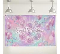 Sparkle & Shine - Fondo de bola de discoteca, decoraciones de fiesta coloridas pastel, divertido fondo de fotos para interiores y exteriores para celebraciones, eventos de cumpleaños, 71 x 43 pulgadas