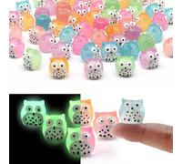 SparkleFab Minianimales Luminosos de Resina, 60 búhos de Resina pequeños en 6 Colores, Brillan en la Oscuridad, miniaturas de jardín, Accesorios de jardín de Hadas