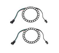 Sparkleiot Anillo LED WS2812 RGB de 24 bits con cable SM2.54-3P, 24 píxeles LED direccionables WS2812 5050 a todo color con controladores integrados DC5V para Arduino Raspberry Pi ESP8266 Nodemcu