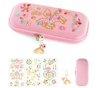 SparkleJoy Estuche para niñas con 3 pegatinas de diamantes y 1 decoración con cremallera, un juego de estuches de bricolaje, regalos de cumpleaños para niños, regalos de cumpleaños infantiles y