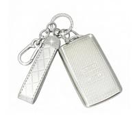 SparkleJoy Funda Llave con Llavero de Cuero , Carcasa Llave Tarjeta Compatible con Renault Scenic Megane Talisman Koleos Kadjar Clio Captur Espace Zoe Arcan Dacia Duster，Cubierta Llaves Coche (Plata)