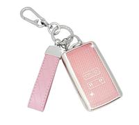 SparkleJoy Funda Llave con Llavero de Cuero , Carcasa Llave Tarjeta Compatible con Renault Scenic Megane Talisman Koleos Kadjar Clio Captur Espace Zoe Arcan Dacia Duster，Cubierta Llaves Coche (Rosa)