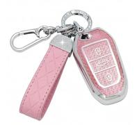 SparkleJoy Funda Llave de Coche con Llavero Cuero, Carcasa Llave Compatible con Peugeot 208 308 508 2008 3008 5008 Rifter Citroen C3 Arricross C4 Picasso DS3 DS4 Berling，Cubierta Llaves Coche(Rosa)