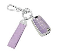 SparkleJoy Funda Llave de Coche con Llavero de Cuero , Carcasa Llave Compatible con Hyundai i10 i20 i30 i40 ix20 ix30 ix35 Elantra Avante Kia Sportage Rio Ceed Picanto,Cubierta Llaves Coche (Morado)