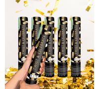 SPARKLERS Club - Cañón de confeti de 28 cm, alcance 5-8 metros, ideal para bodas, cumpleaños, fiestas, alta calidad, seguro, duradero, efecto espectacular garantizado (metal dorado, 10, cañones)