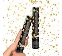 SPARKLERS Club - Cañón de confeti de 28 cm, alcance 5-8 metros, ideal para bodas, cumpleaños, fiestas, alta calidad, seguro, duradero, efecto espectacular garantizado (estrella de oro, 10, cañones)