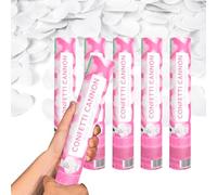 SPARKLERS Club - Cañón de confeti de 28 cm, alcance 5-8 metros, ideal para bodas, cumpleaños, fiestas, alta calidad, seguro, duradero, efecto espectacular garantizado (corazón blanco, 2, cañones)